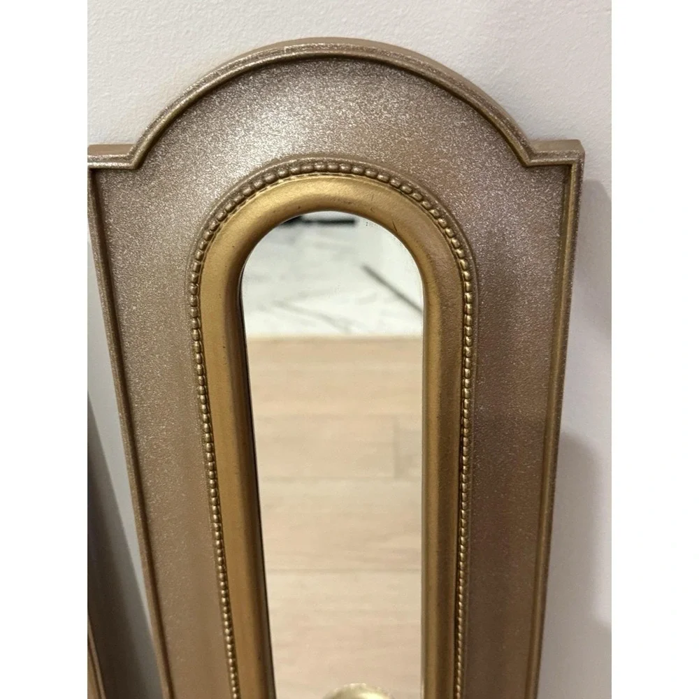 VTG Pair MCM Home Interior Wall Sconces Plastic Hollywood Regency‎ Mirror 20x7
